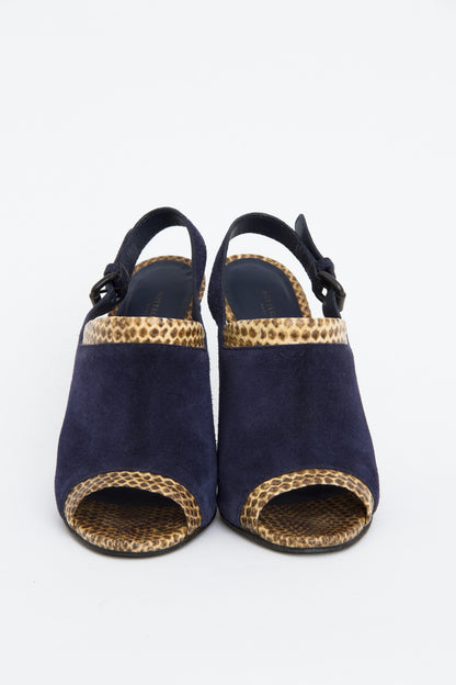 SNAKESKIN TRIM SLINGBACKS