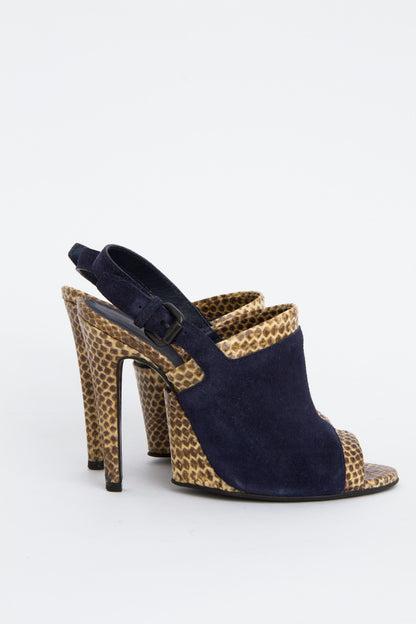 SNAKESKIN TRIM SLINGBACKS