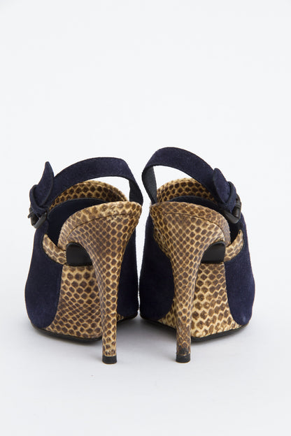 SNAKESKIN TRIM SLINGBACKS