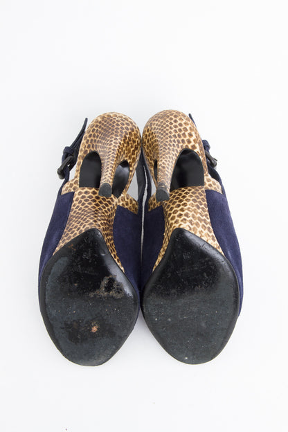 SNAKESKIN TRIM SLINGBACKS