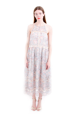 ZIMMERMANN Anneke Pink Linen Belted Corset Long Sleeve Floral Mini Dress ~3/L