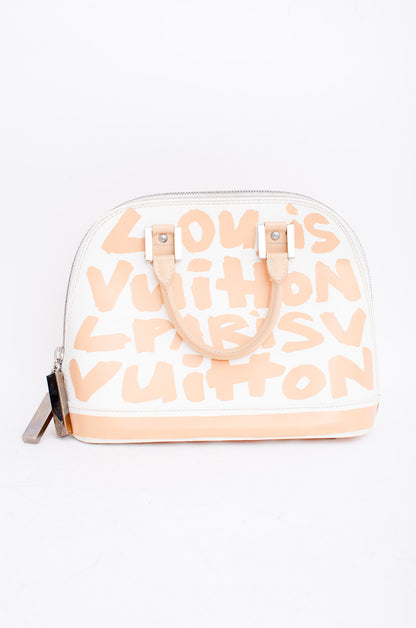 PEACH AND WHITE GRAFFITI PURSE