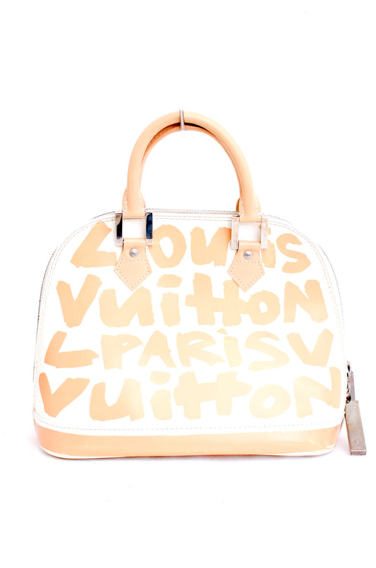 PEACH AND WHITE GRAFFITI PURSE