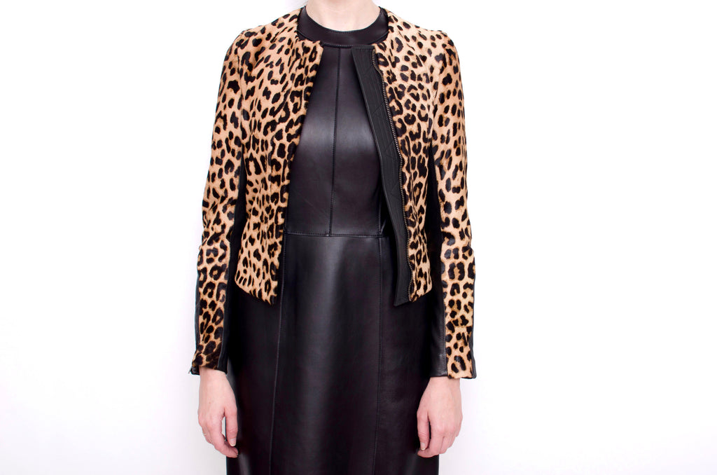 PONYHAIR LEOPARD PRINT JACKET WITH TAGS