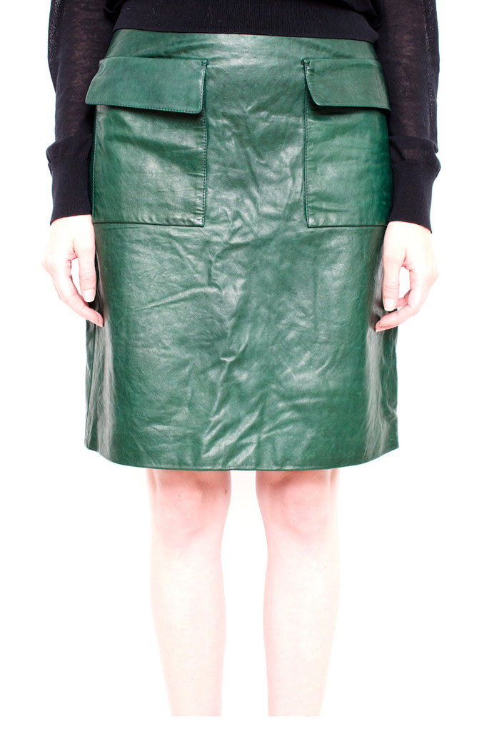 FOREST GREEN LEATHER SKIRT