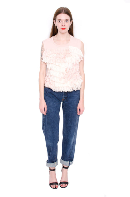 FRINGE KNIT TOP WITH TAGS