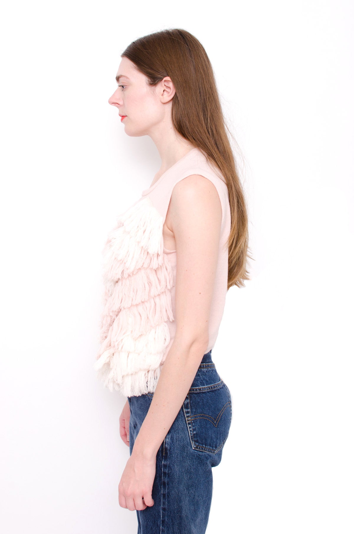 FRINGE KNIT TOP WITH TAGS
