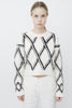 GRID CROPPED KNIT SWEATER