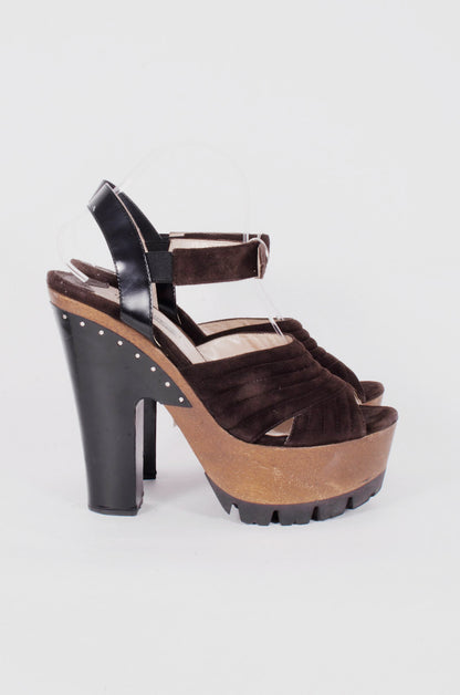 SUEDE WOODEN PLATFORMS