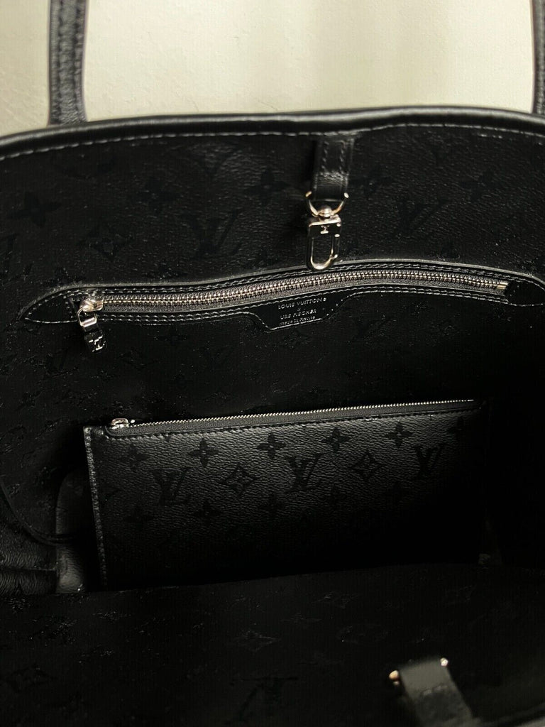 Louis Vuitton Neverfull Tote MM Black Leather/Shearling for sale