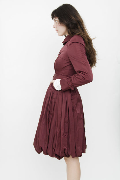 BELTED BURGUNDY PEACOAT