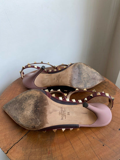 ROCKSTUD BURGUNDY ANKLE HEELS