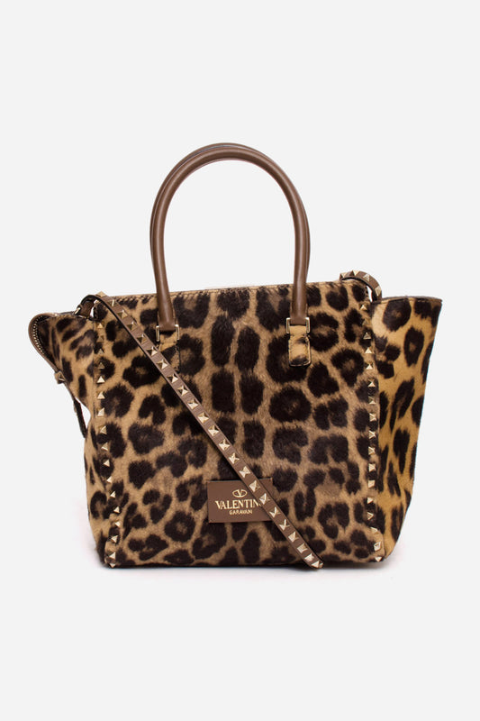 PONYHAIR LEOPARD ROCKSTUD BAG
