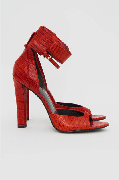 RED CROC EMBOSSED HEELS